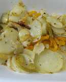 Patatas, pimientos y cebolletas horneadas
