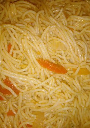 A picture of Red peppered spaghettini.