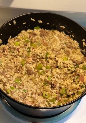 A picture of Jays Dirty Rice.