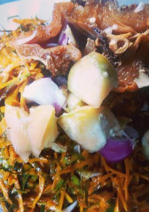 A picture of Stockfish and african salad.