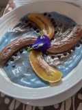 Puding piscok(pisang susu dan coklat)fla bunga telang