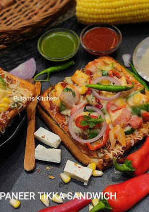 पनीर टिक्का सैंडविच(paneer tikka sandwich recipe in hindi) रेसिपी मुख्य फोटो