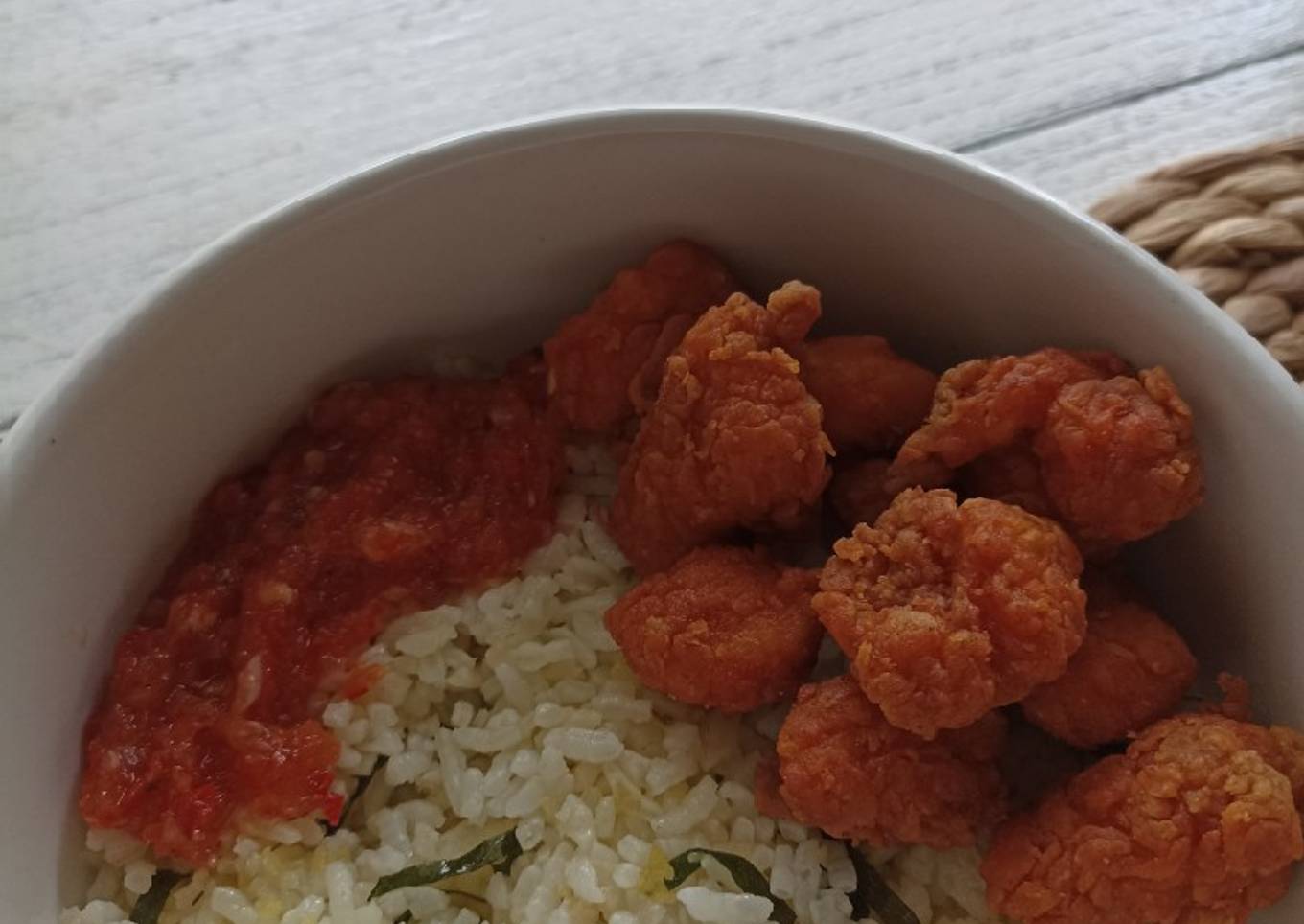 Nasi Daun Jeruk + Ayam Pop Sambal Korek