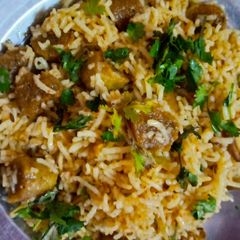 A picture of Rajesthan special Gaate ke Rice.