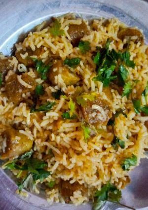 A picture of Rajesthan special Gaate ke Rice.