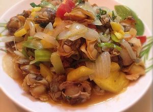 Hình của món Sò lông xào chua ngọt.