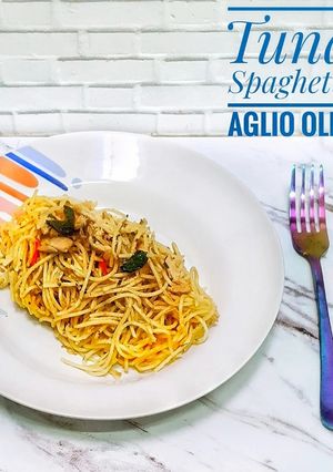 Foto resep Tuna Spaghetti Aglio Olio 🐟🍝🧄