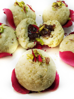 A picture of Gulkand Stuffed Paneer Laddoo.