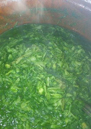 Una foto de Pollo deshebrado c/tallarines y puré de espinaca