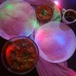 String hoppers with chicken curry