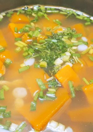 Hình của món Bí đỏ nấu tôm khô.