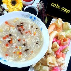 A picture of Chicken corn soup.