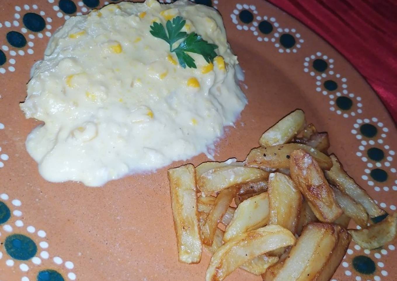 Pechuga de pollo en crema de elote