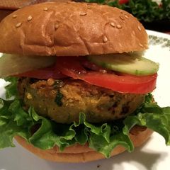 A picture of Chickpea Masala Veggie Burgers.
