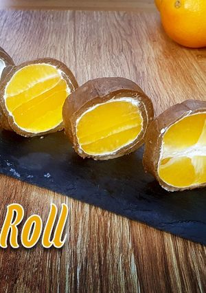 பழ ரோல்/ஆரஞ்சு இனிப்பு(fruit roll recipe in tamil) செய்முறை முக்கிய புகைப்படம்
