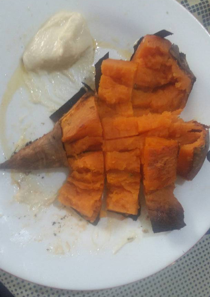 Una foto de Boniatos con Ajo blanco