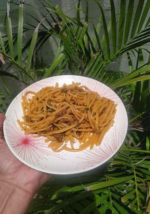 Una foto de Pastas rancheras / Espaguetis rancheros 🍝