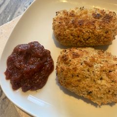 A picture of Super simple celeriac croquettes (using leftovers from my duck dinner).