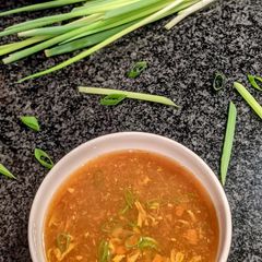 A picture of Vegetable Soup with Carrot Peels.