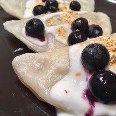 A picture of Blackberry pierogi (dumplings).