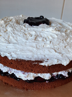 Áfonya- lekváros, mascarpone krémes piskóta torta recept fotója