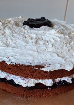 Áfonya- lekváros, mascarpone krémes piskóta torta recept fotója