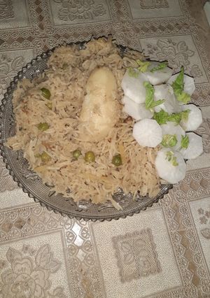 A picture of Aaloo Matter Rice.