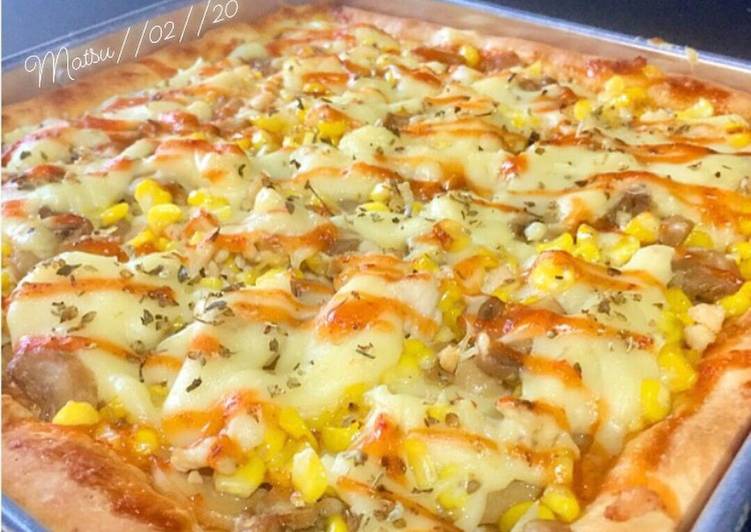 Resep 138. Champignon and Corn Pizza with Bechamel Sauce Anti Gagal