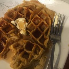A picture of Peanut butter & banana waffles.