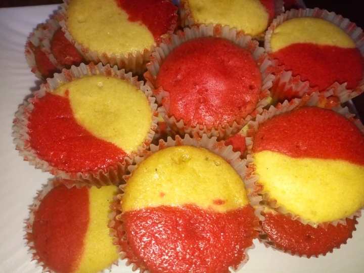 Recipe Red velvet and yellow cup cake the  Makes Drooling Tasty