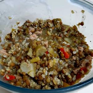 Guiso de lentejas y arroz integral bajo en calorías