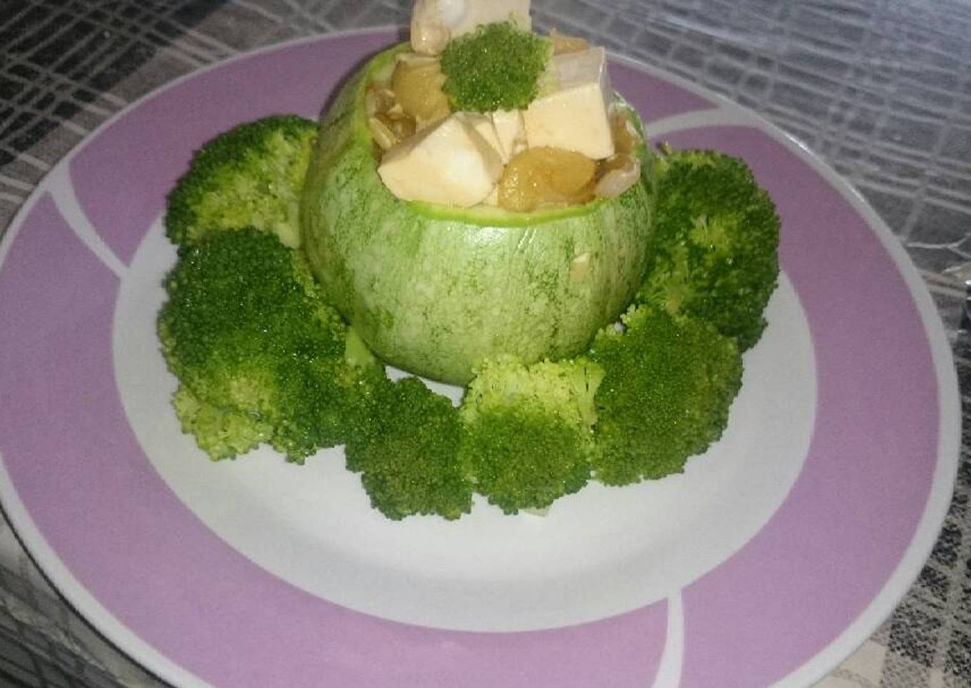 Calabaza rellena de tofu