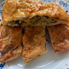 A picture of Cheese and leek ‘sausage’ rolls - vegetarian.