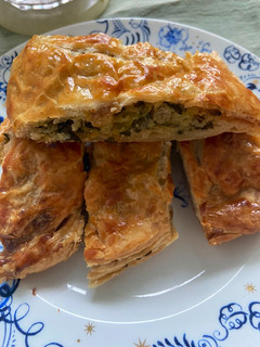 A picture of Cheese and leek ‘sausage’ rolls - vegetarian.