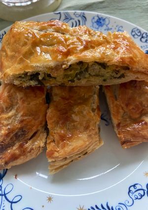 A picture of Cheese and leek ‘sausage’ rolls - vegetarian.