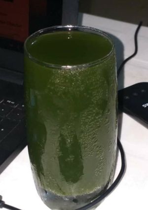 A picture of Waterleaves and ugu drink.