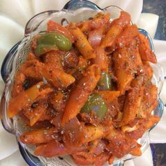 Hot and spicy Red sauce pasta A picture of Hot and spicy Red sauce pasta.