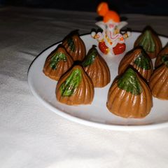 Panchamrut chocolate modak A picture of Panchamrut chocolate modak.