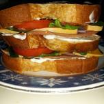 Delicous Triple Decker Ham Sandwich