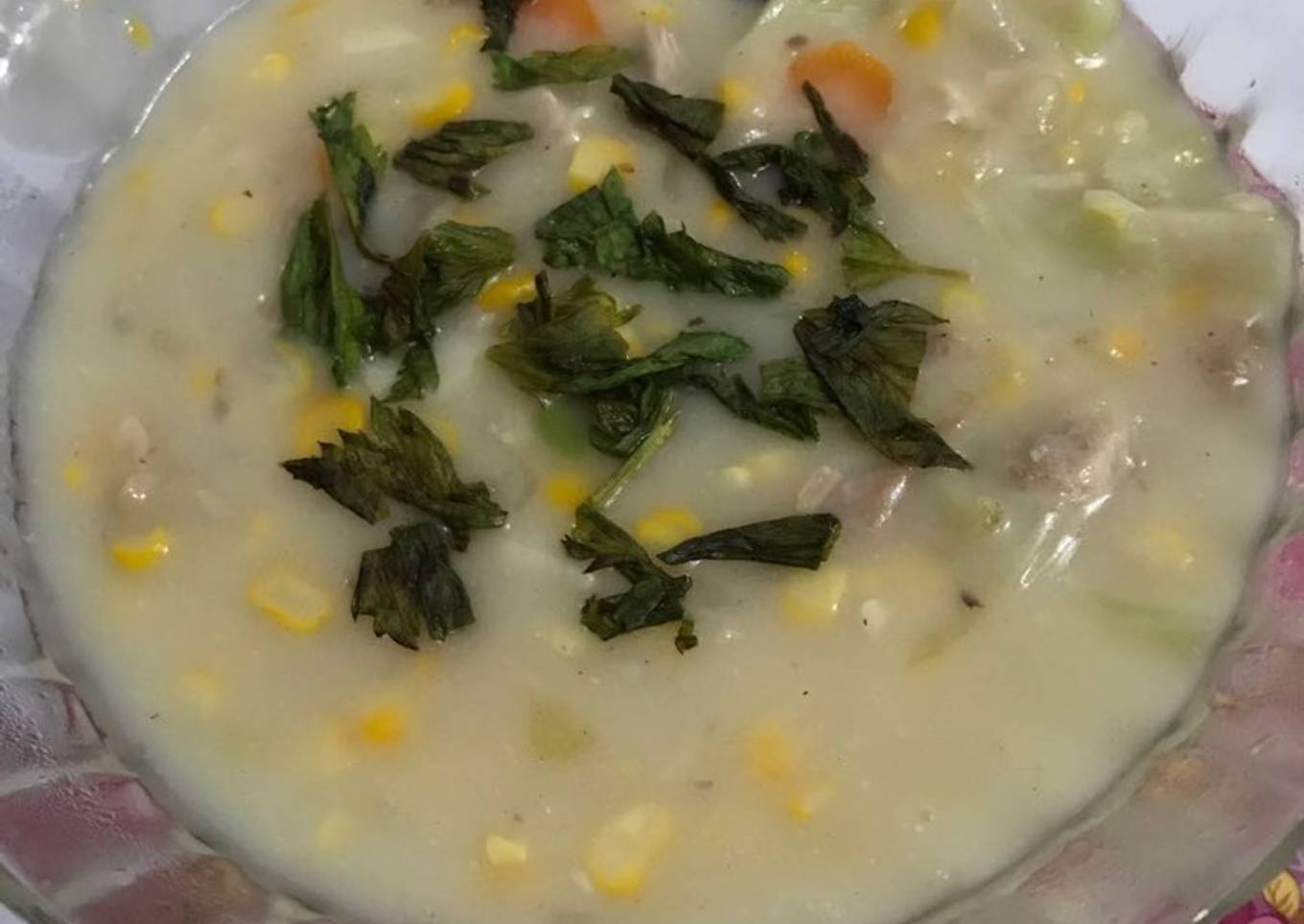 Chicken Corn cream soup (sup krim jagung ayam)