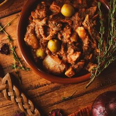 A picture of Spanish Beef, Mushroom & Chorizo Stew.
