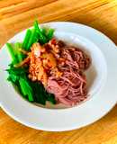 Spaghetti bún gạo lức ăn kèm cải bó xôi #EatClean