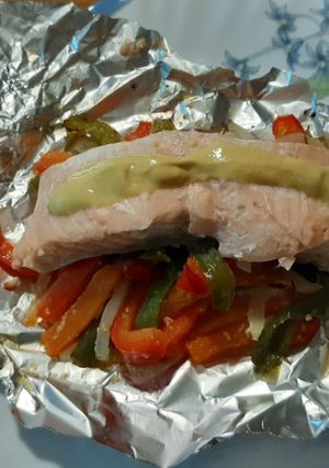 Foto principal de Papillote de salmón y verduras en airfryer