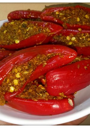 A picture of Red chilli pickle.