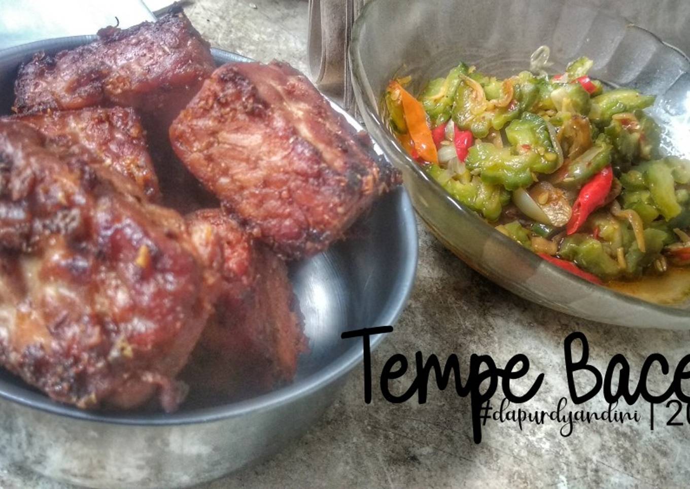 Tempe Bacem dan Tumis pare teri