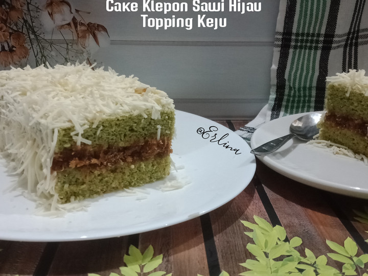 Cara Gampang Menyiapkan Cake Klepon Sawi Hijau Topping Keju Anti Gagal