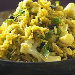 A picture of Cauliflower Peas Biryani.