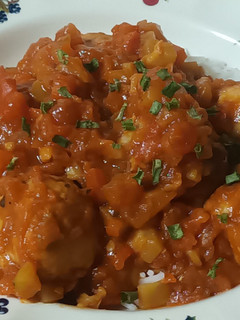 Una foto de Albóndigas con pisto