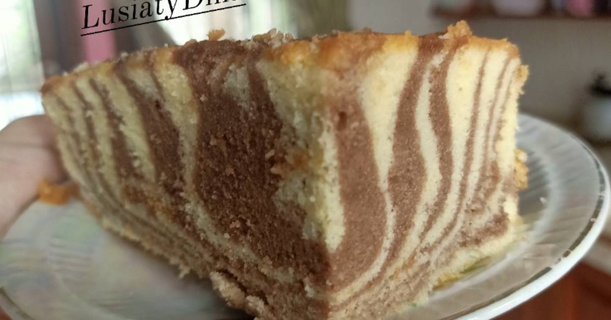 Resep Marmer Cake Zebra 8 Telor Lembut, Empuk, Enak, Tanpa SP oleh Dina