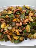 Zucchini and Green Peppers with Bacon and Spices